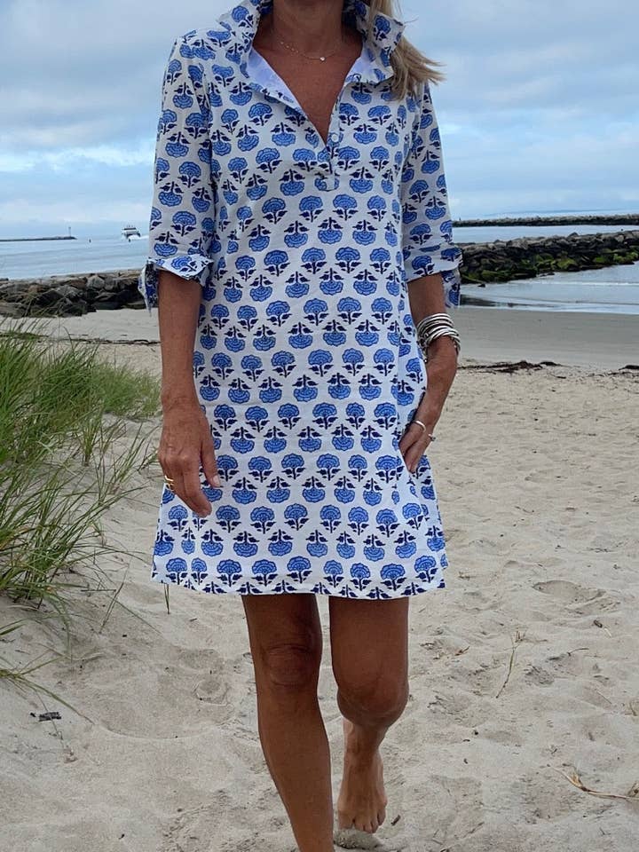 Pink Pineapple - Vente Robe – femme - Robe à manches 3/4 imprimée Sconset (Bleue)2