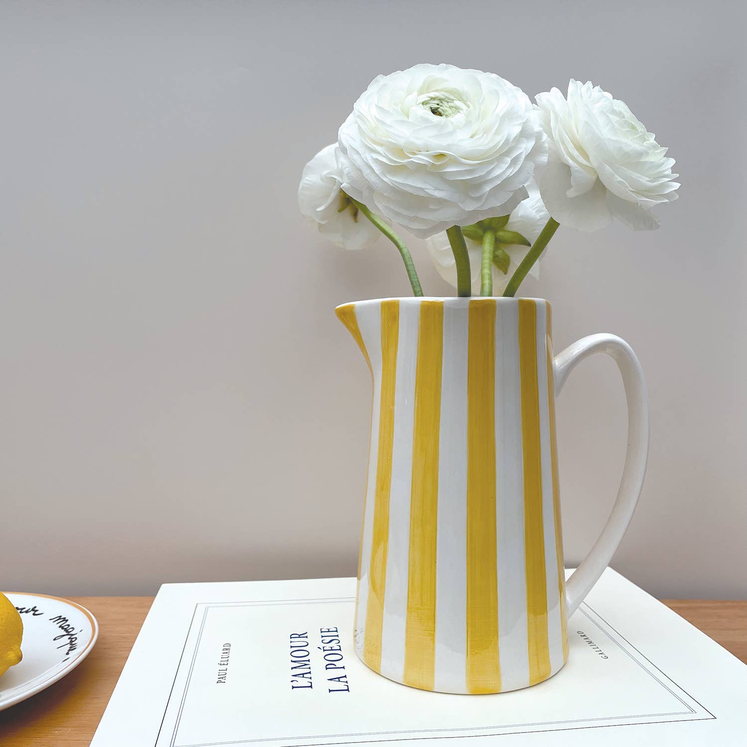 Opjet Paris – wholesale Pitcher – Pitcher stripe gm saffron L17.8 W12.5 H21.3cm1