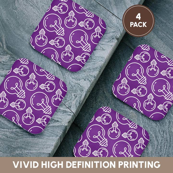 3dRose - Wholesale Coasters - 3dRose, Modern Purple and White Light Bulb Pattern, Coaster12