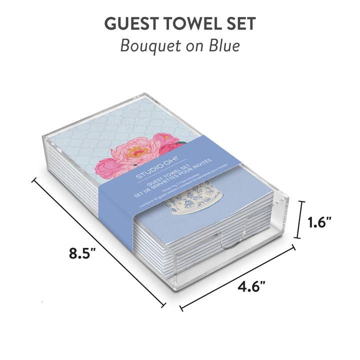 Studio Oh! - Wholesale Disposable Napkin - Bouquet on Blue Guest Towel Set2