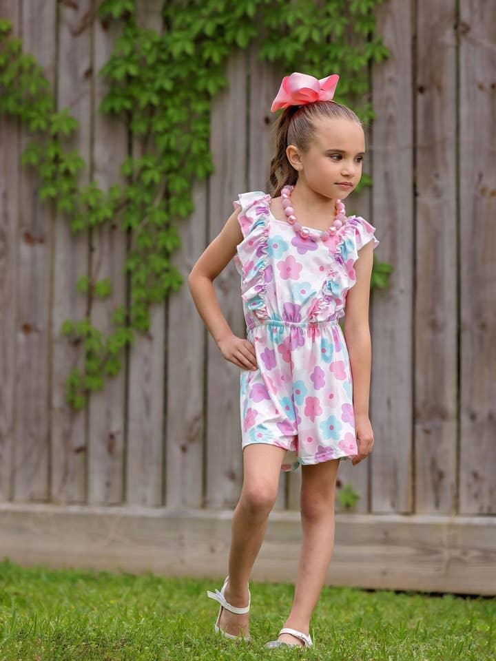 Pastel Summer Flowers Romper for wholesale by The Hair Bow Company