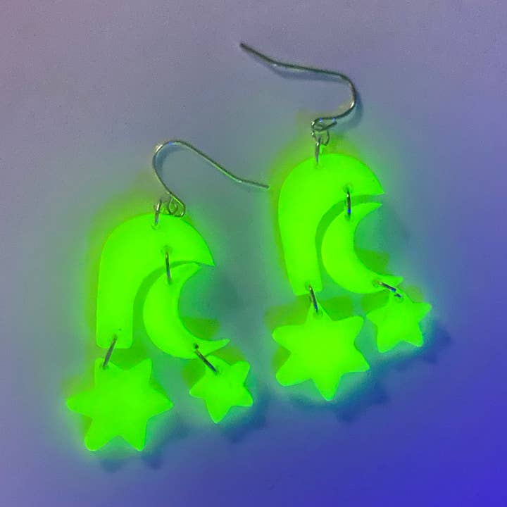 Brincos Glow In The Dark Handmade Polymer Argay por atacado de Kismet Designs