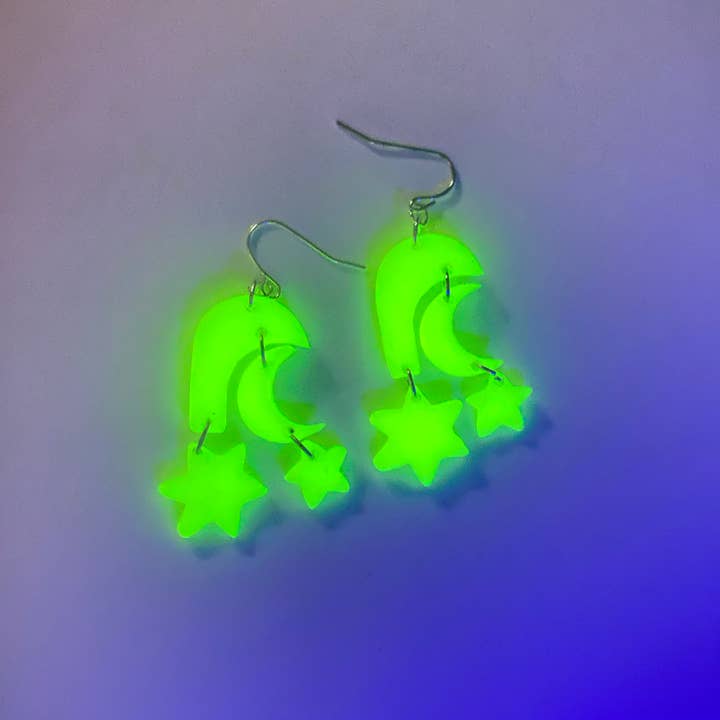 Brincos Glow In The Dark Handmade Polymer Argay por atacado de Kismet Designs