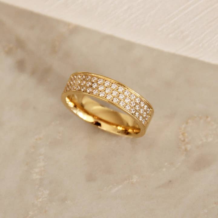 Pave CZ Wide Band Ring for wholesale by MAIVE