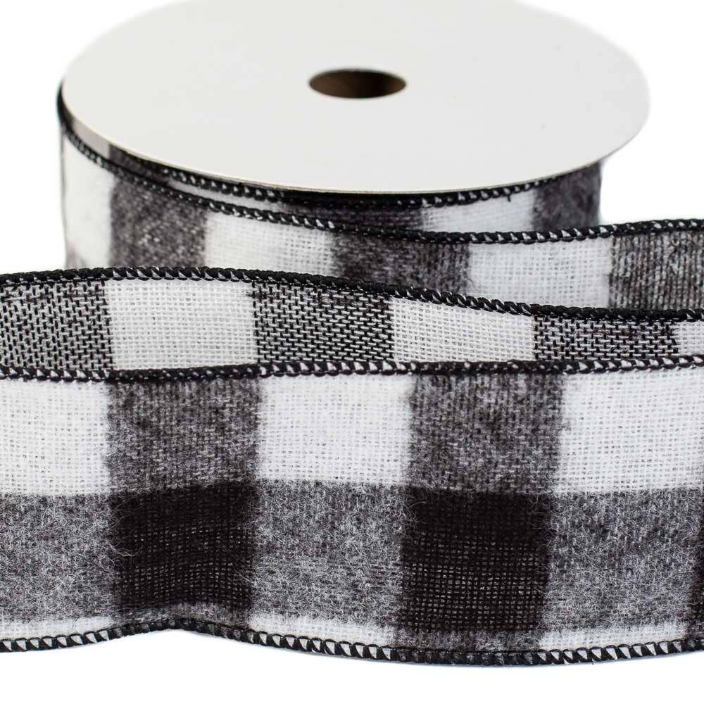 Factory Direct Craft - Wholesale Ribbon - Gift Wrapping - Checked Flannel Wire Ribbon Spool - Select Color 1