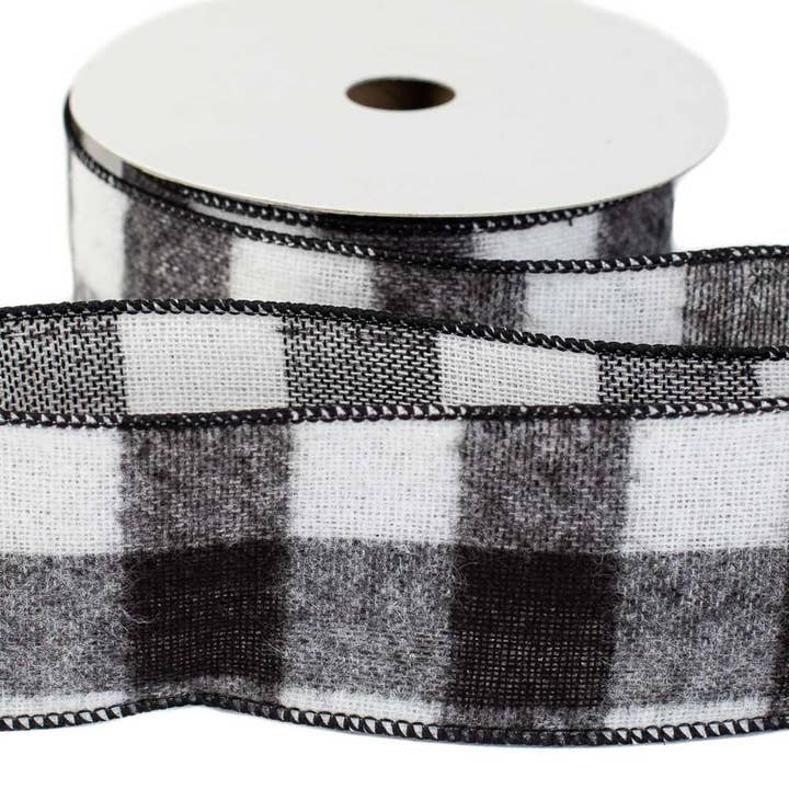 Factory Direct Craft - Wholesale Ribbon - Gift Wrapping - Checked Flannel Wire Ribbon Spool - Select Color 1