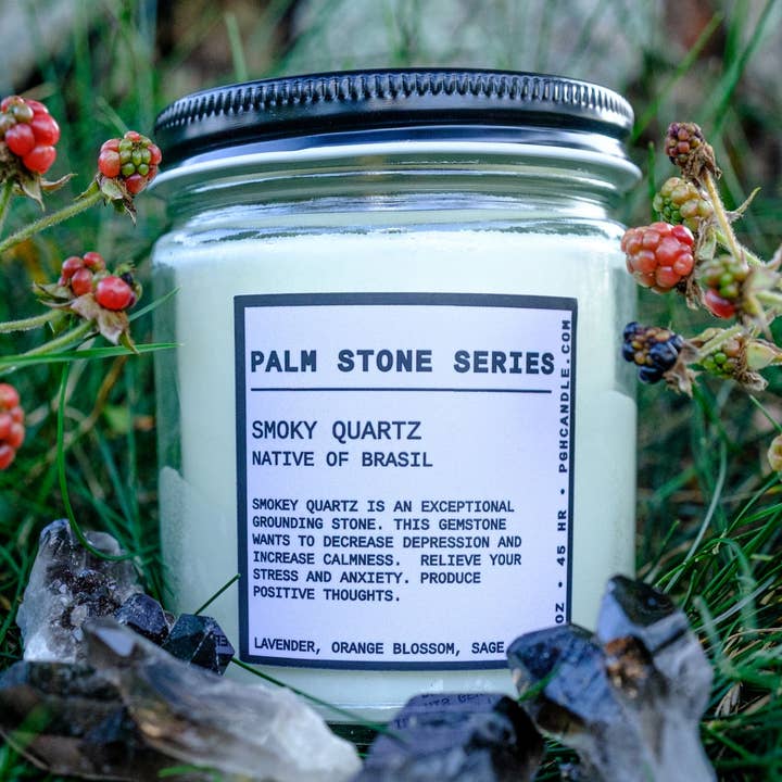 The Palm Stone Series- Smoky Quartz for wholesale by PGH Candle
