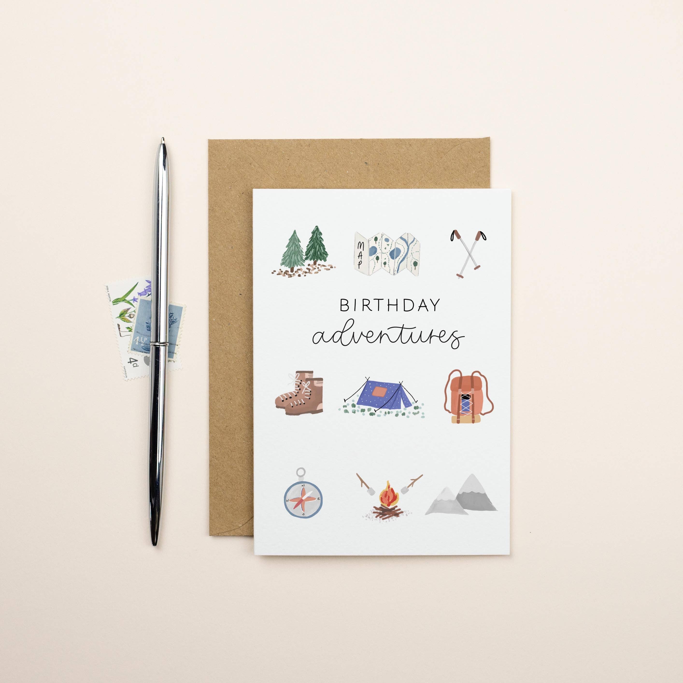 Elizabeth Mugridge – wholesale Birthday card – Camping Adventurous Birthday Card