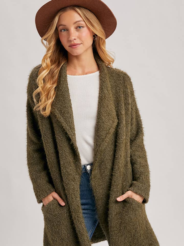 Bluivy - Wholesale Cardigan - Women's - SOFT FUZZY DRAPE FRONT CARDIGAN0