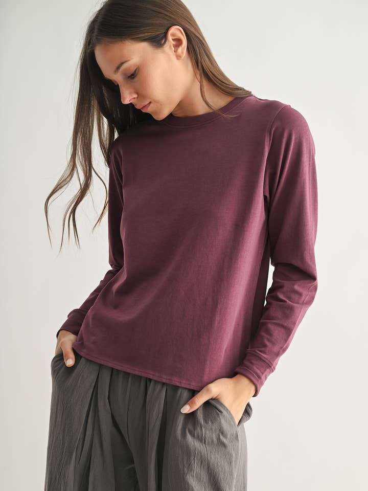 Stonewash Pima Cotton Boxy Long Sleeve for wholesale by Mono B