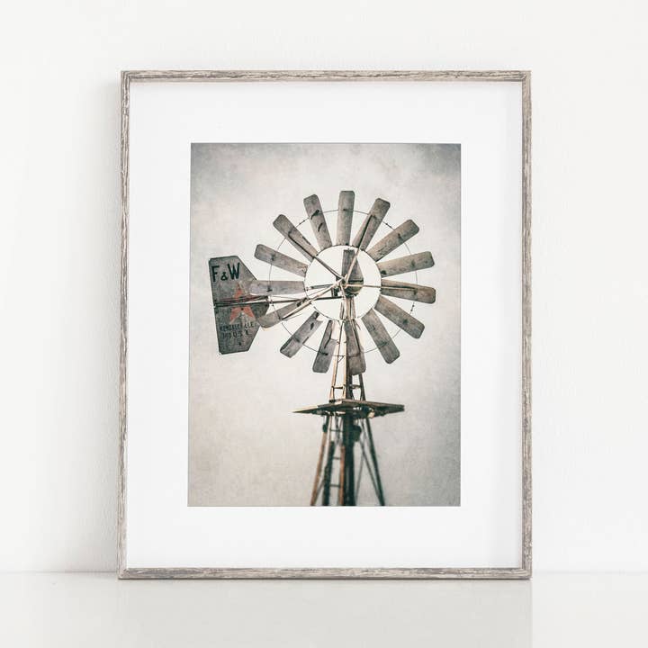 Granbury Windmill Wall Art Print | Vintage Farmhouse Decor for wholesale by Lisa Russo Fine Art