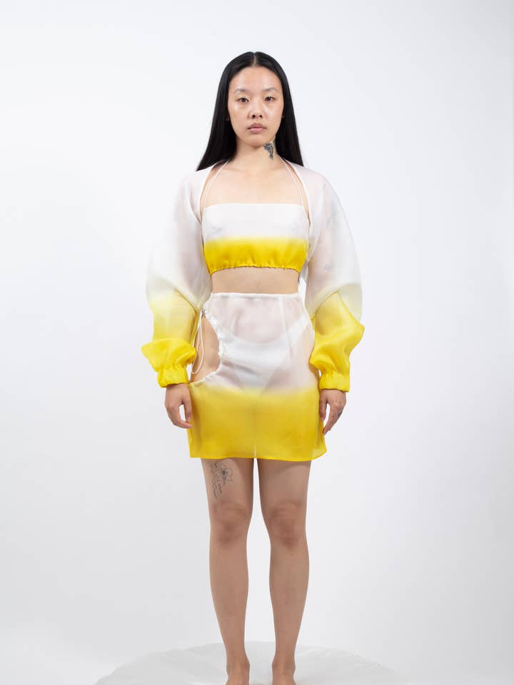 LL.14502 DIP DYE SLEEVE JACKET SHRUG for wholesale by Lieu Le