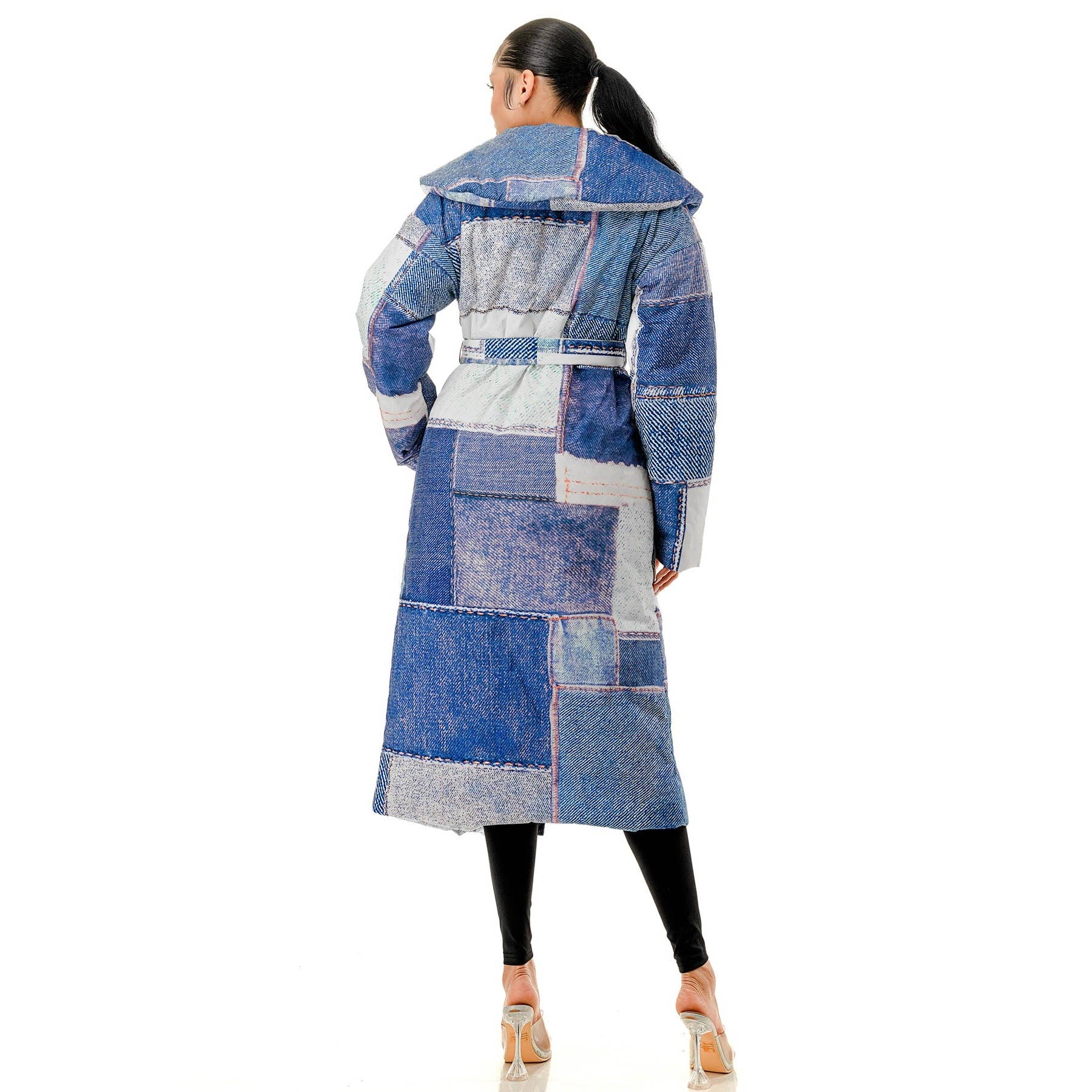 DENIM Piumino Plus con colletto largo in vita e cravatta in vendita all'ingrosso su Faire3