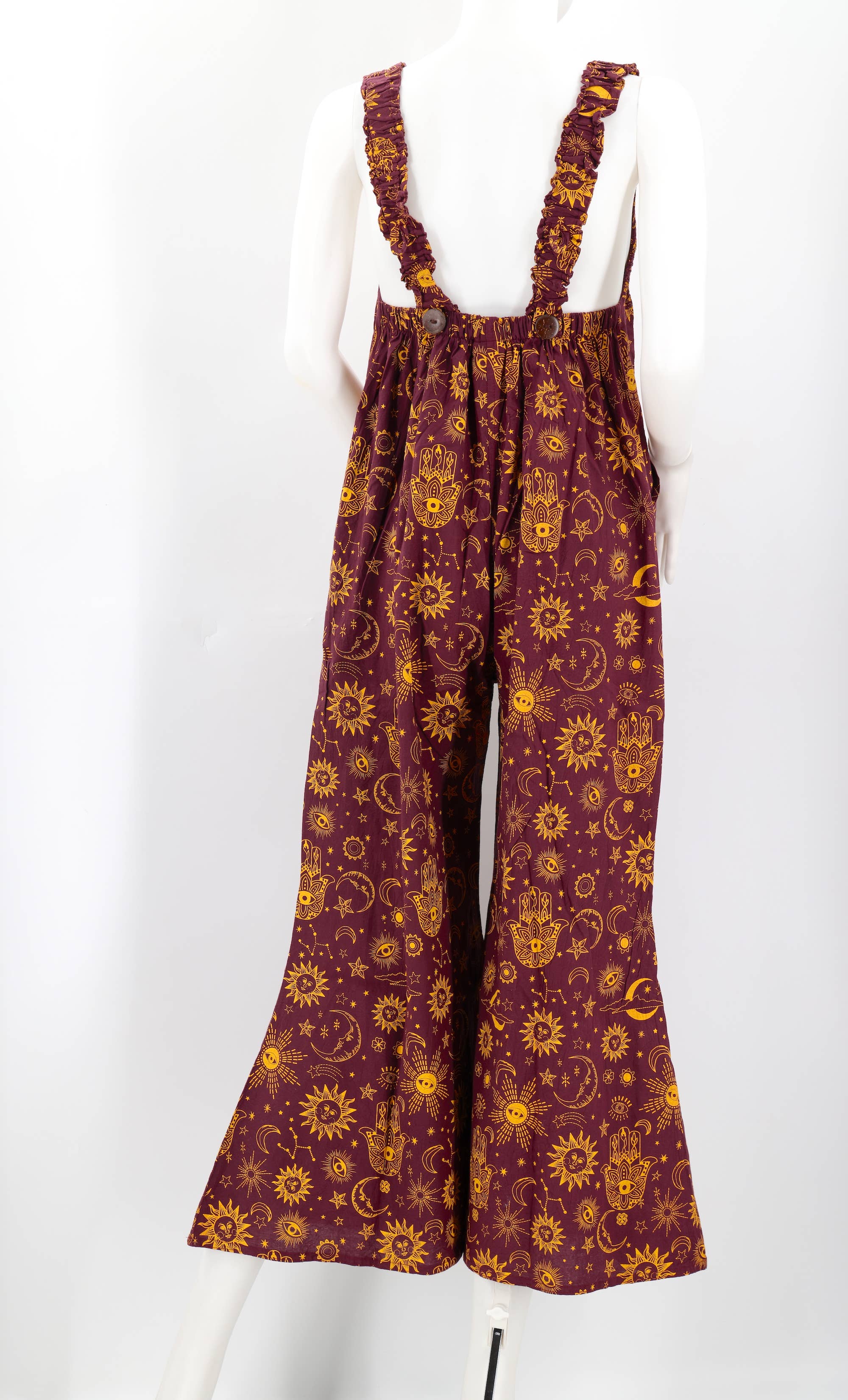 Himalaya Handmade - Wholesale Overalls - Women's - Cotton Hippie Handmade Celestial Print Wide Leg Bohemian Overalls7