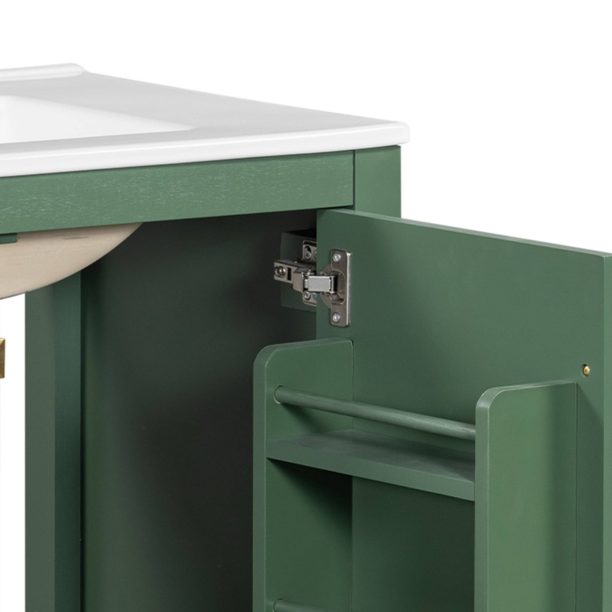 Orange County Decor - Wholesale Cabinet - 30 Inch Green Bathroom Vanity With Single Sink, Combination Under Counter Sink, Bathroom Storage Cabinet With 2 Doors And A Drawer, Soft Closure, Multifunctional Storage Wf324043 Green Bathroom14