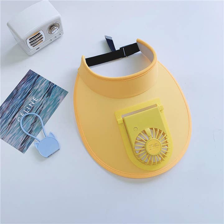 Mix & Match farver Solbeskyttelseshatte med ventilator, 3-temp-indstillinger og justerbart spænde for engroshandel på Faire10