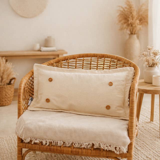 Natural Cream: Off White Pillow (with insert) BOHO PILLOW for wholesale by PillowPanels