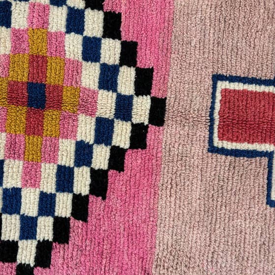 BohoVibeCraft - Vendita all'ingrosso Tappeto - Tappeto marocchino rosa in lana fatto a mano, grande tappeto marocchino
