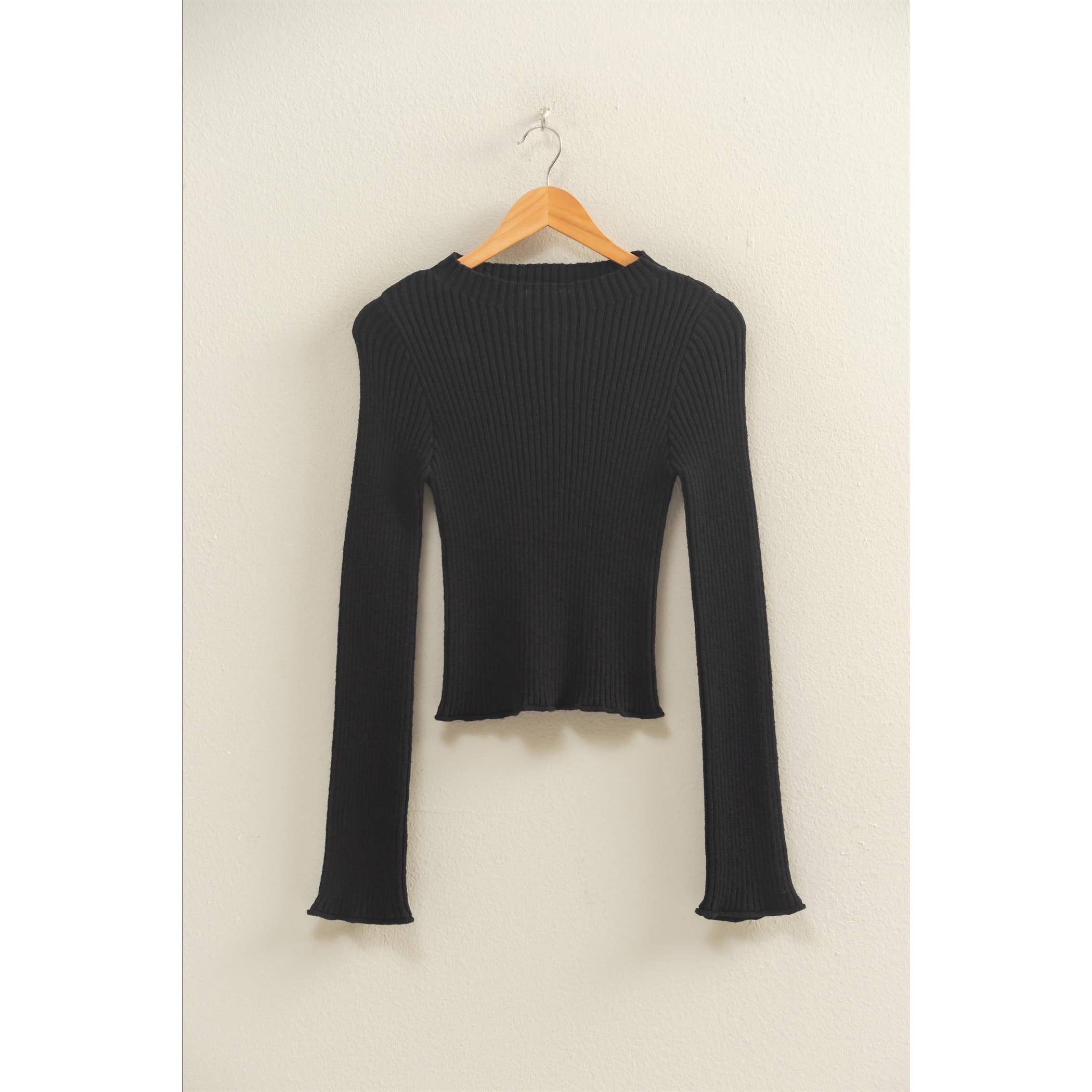 Double Zero - Wholesale Knit Top - Women's - Sleek Mock Neck Ribbed Knit Top13