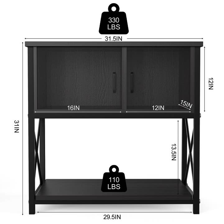 EP Design Lab - Wholesale Cabinet - 20-29 Gallon Black Aquarium Stand Wooden Cabinet