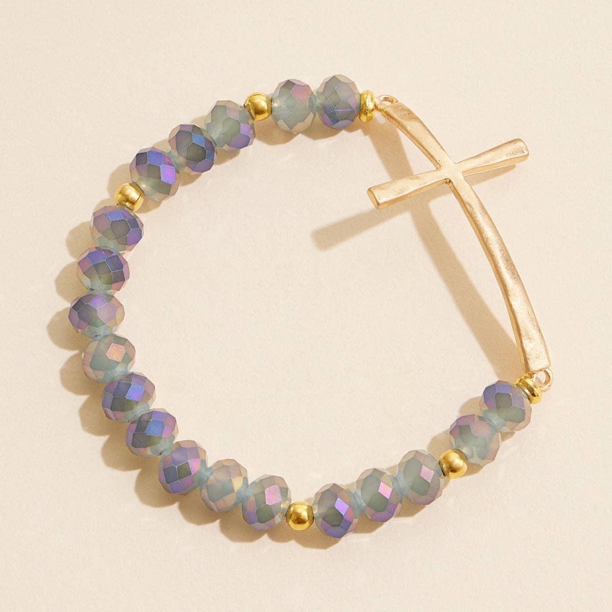 Frem - Wholesale Bedelarmbandje - Glazen kralenarmband met kruisbedel5