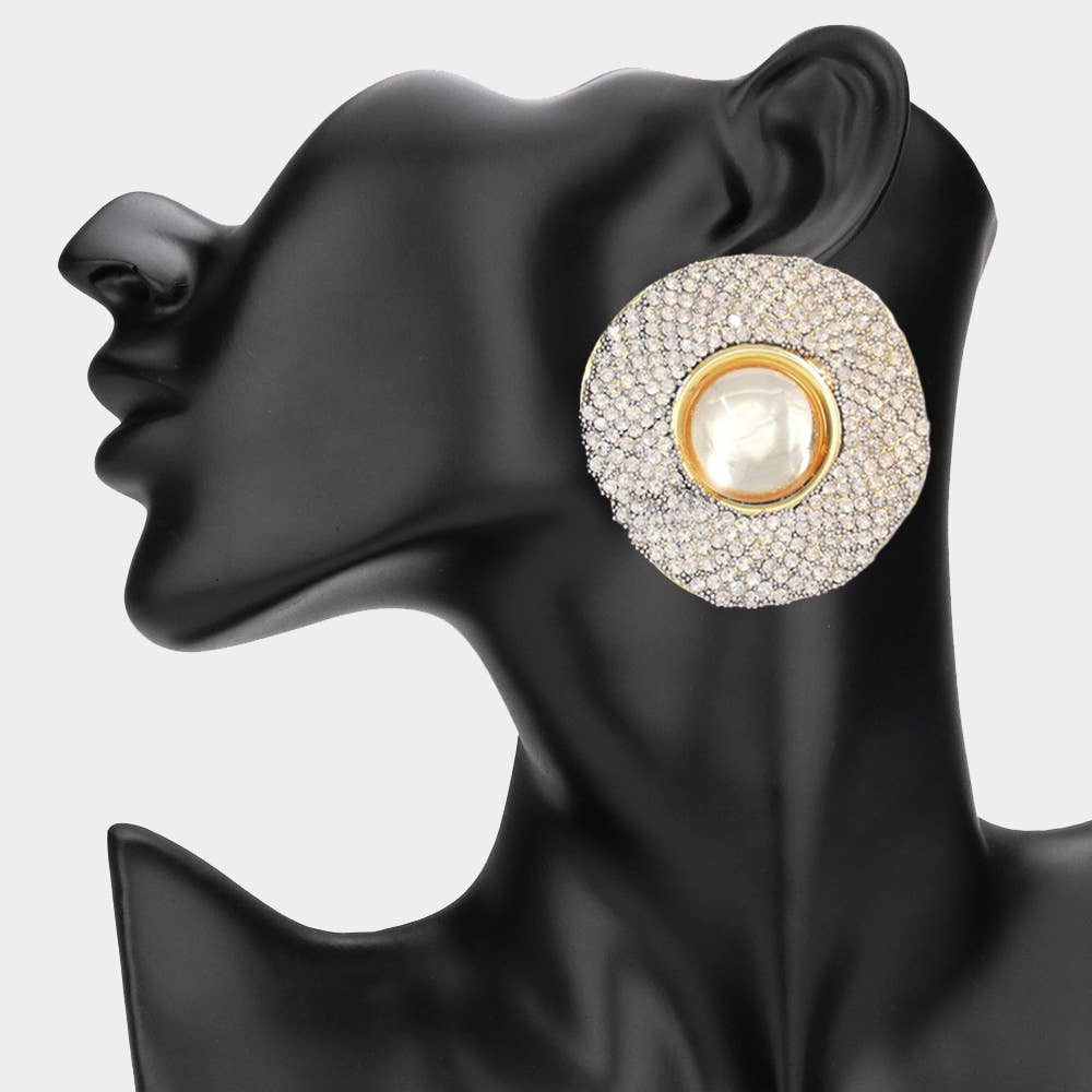 Sensibling Corp. – Brincos de pino por atacado – Brincos com Pérola ao Centro e Apliques de Strass