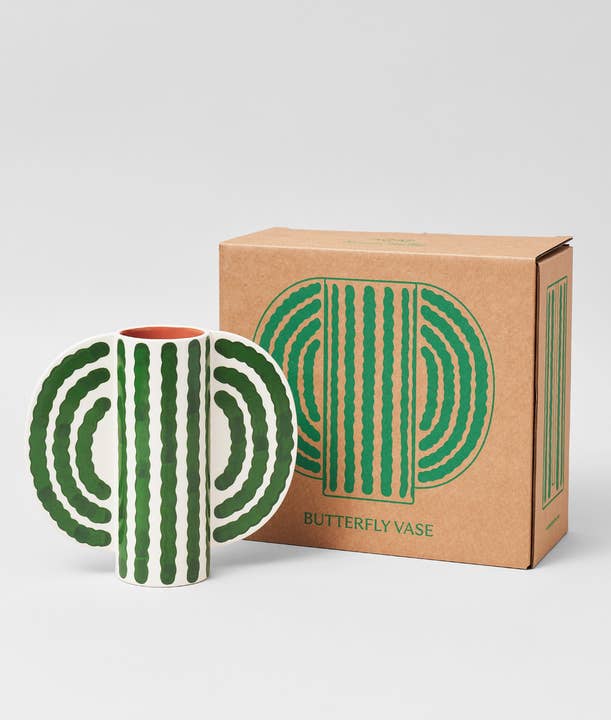 Wrap - Wholesale Vase - 'Small Butterfly' Vase - Green