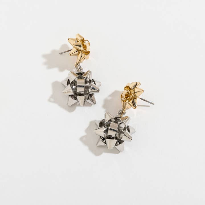 GOLD Sale - Christmas Gift Bow Drop Earrings for wholesale on Faire