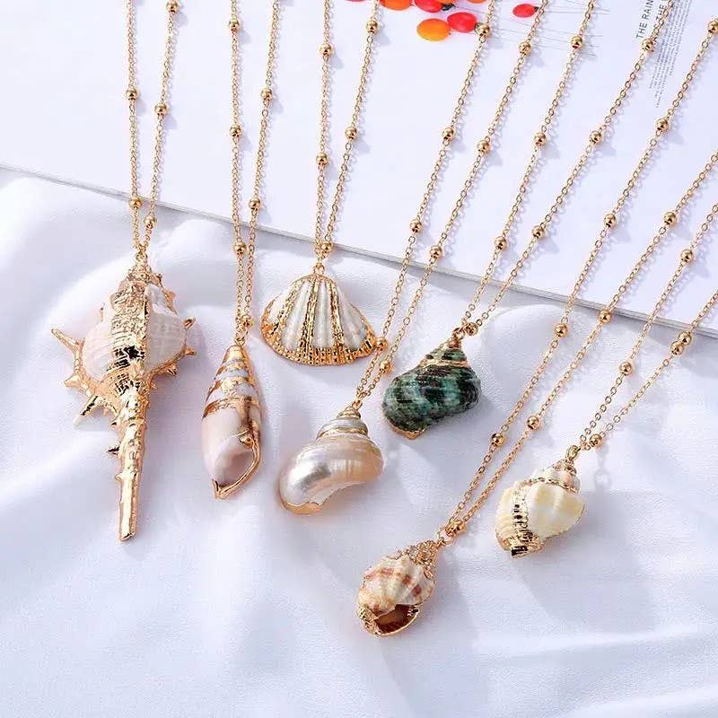 Syrrios Gifts LLC - Wholesale Pendant/Charm Necklace - Gold Sea Shell Pendant Necklace – Scallop, Murex, Whelk14