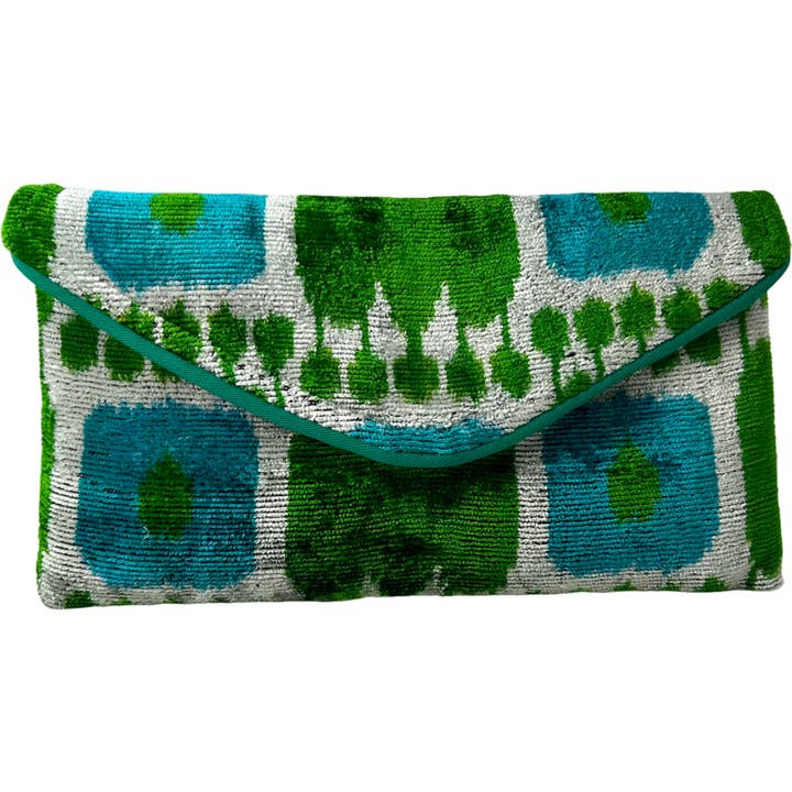 Cartera de Mano con Sobre de Lirios con Estampado Azul y Verde para venta al por mayor de Baldiz