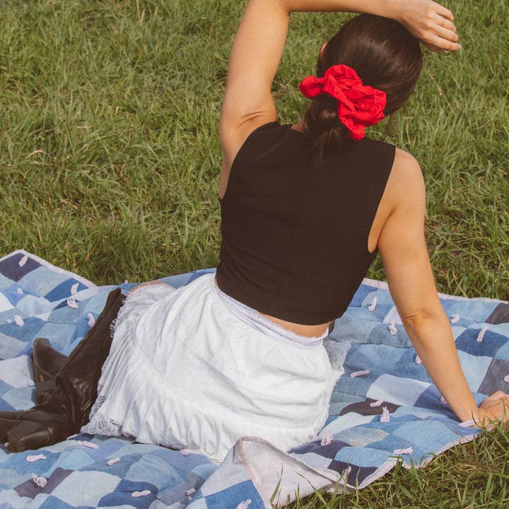 Shop Andi - Wholesale Scrunchie - Women's - Red Eyelet Jumbo Scrunchie4