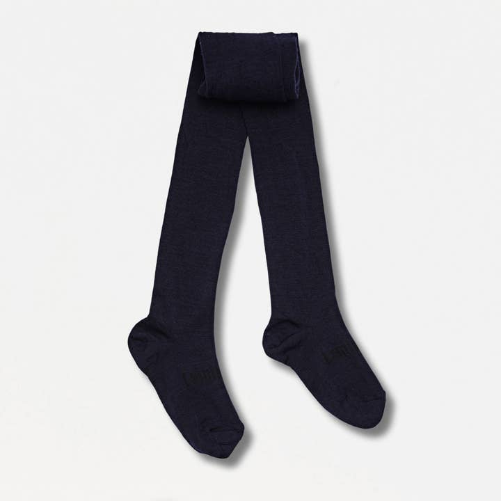 Merino Wool Flat Knit Essential Tights | CHILD | Navy for wholesale by Lamington Socks