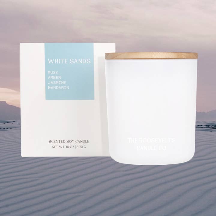 Bougie de 10 oz du parc national White Sands pour la vente par The Roosevelts Candle Co