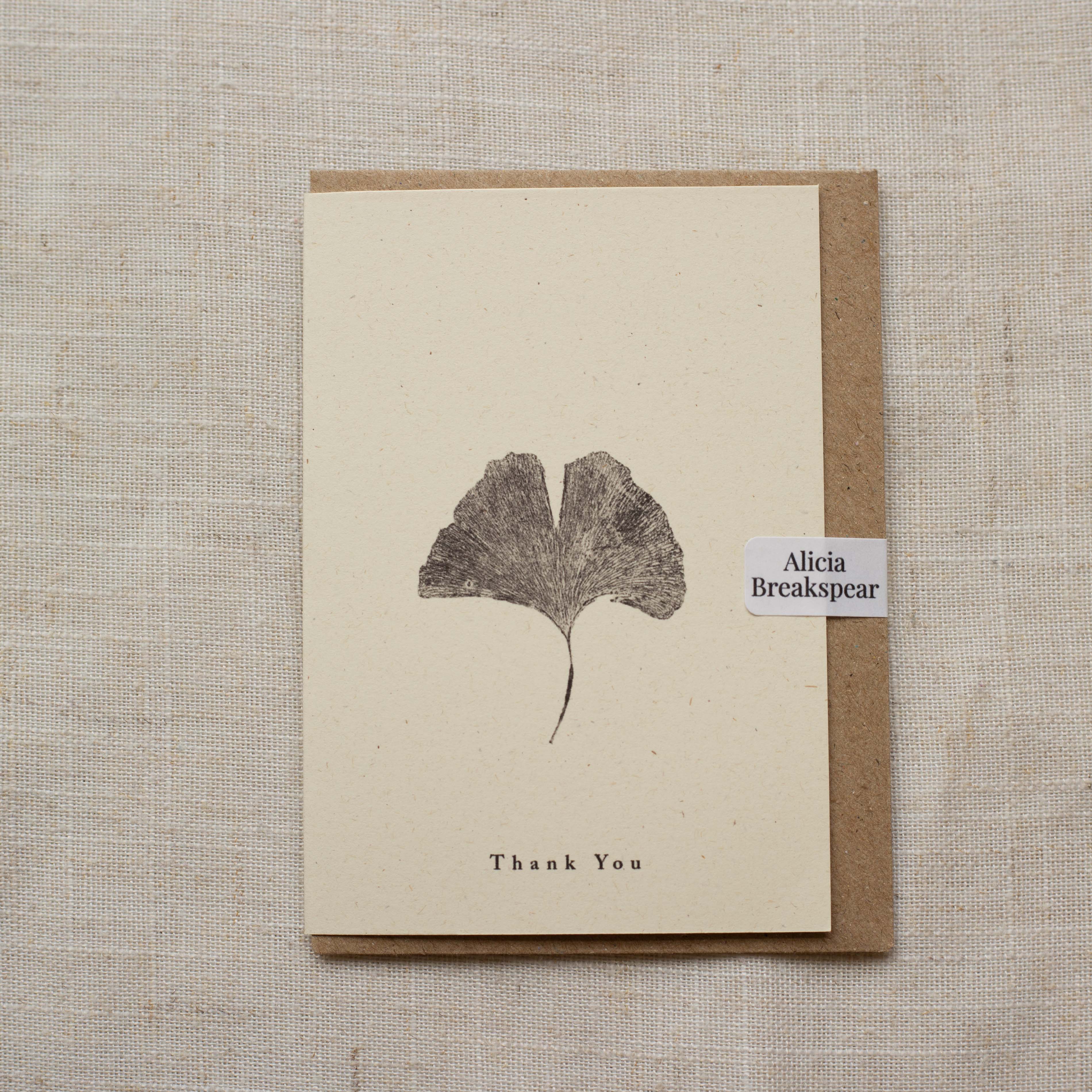 Alicia Breakspear – wholesale Thank you card – Mini A7 Thank You Card Botanical Art - Ginkgo Leaf 2