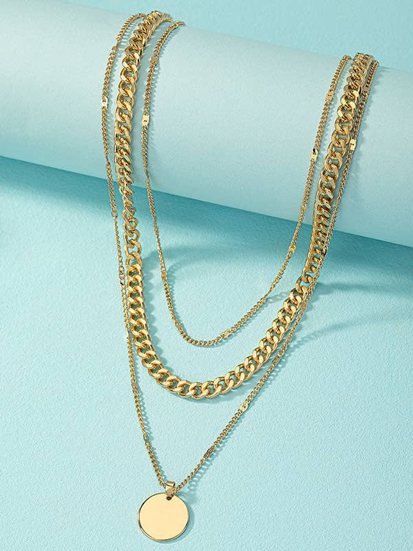 Legering geometrisk kedja rund platta flerskiktshalsband för wholesale av Offshore Surf Co
