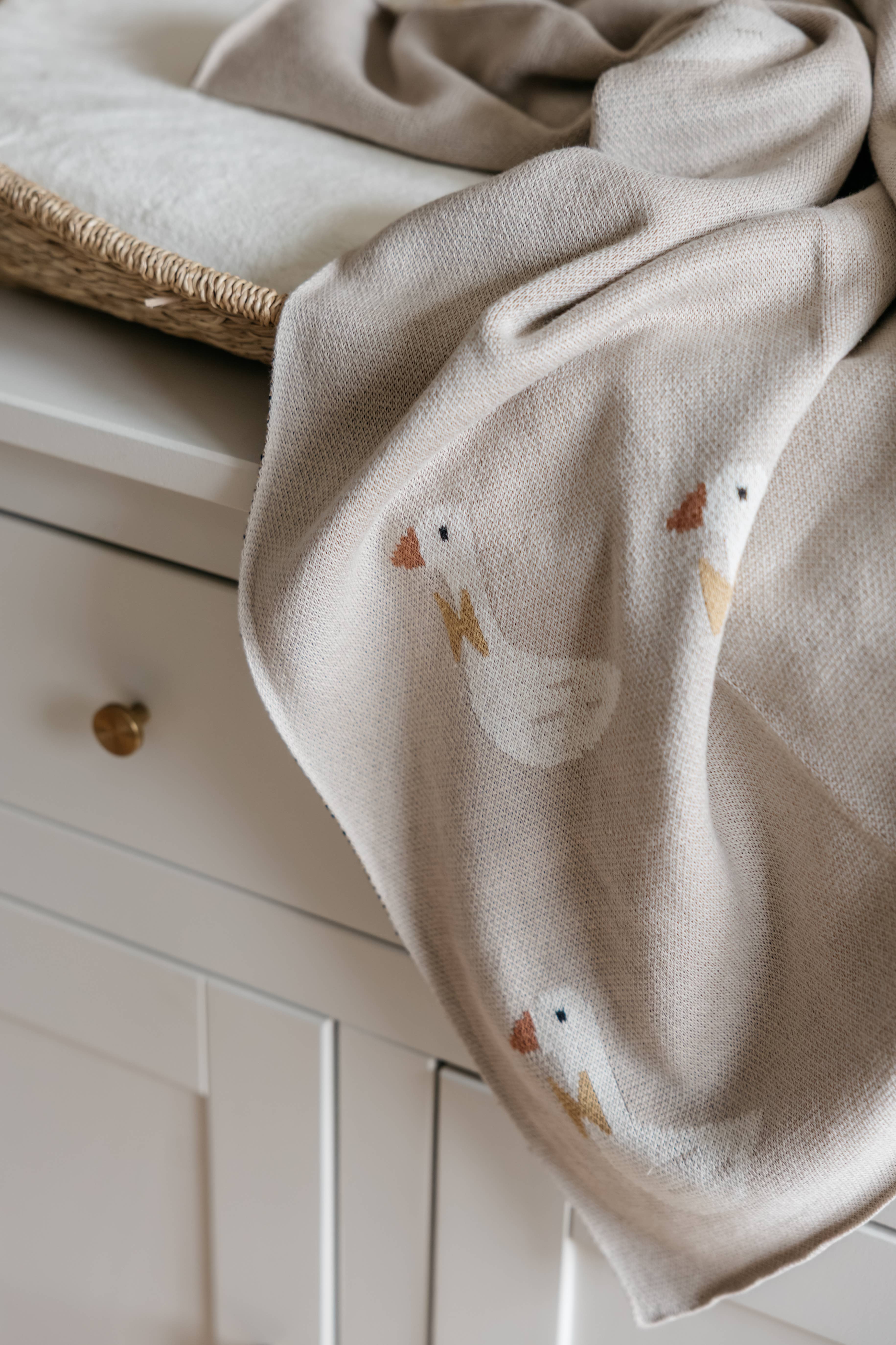 Little Otja - Wholesale Milestone Blanket - Kids & Baby - Knitted Cotton Baby Blanket, Baby Gift, Beige Geese6