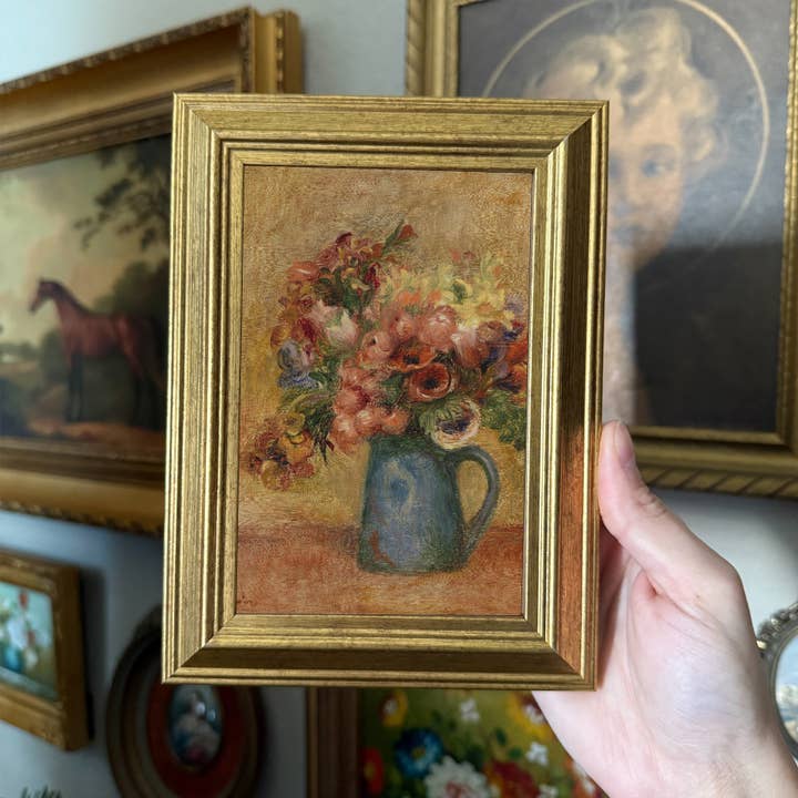 Vintage Style Flowers in Vase Art Print Framed for wholesale by Thrift Antiques