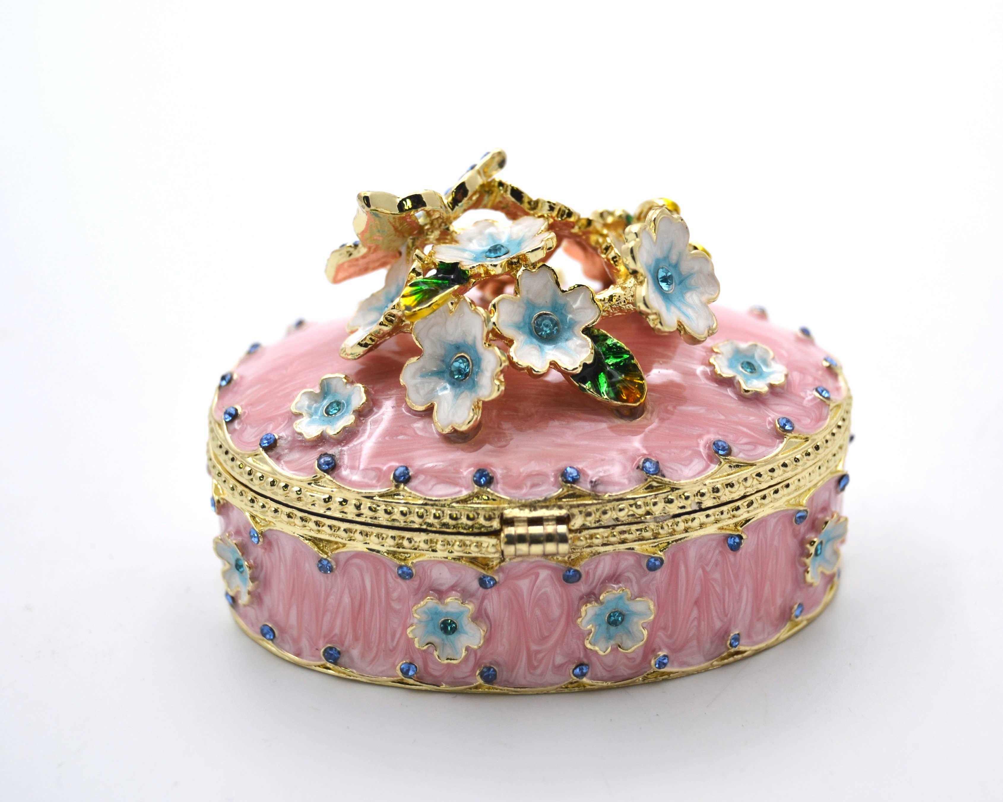 Ciel Collectables - Wholesale Jewelry Dish - Oval Shape Floral & Butterfly Trinket Box. 2