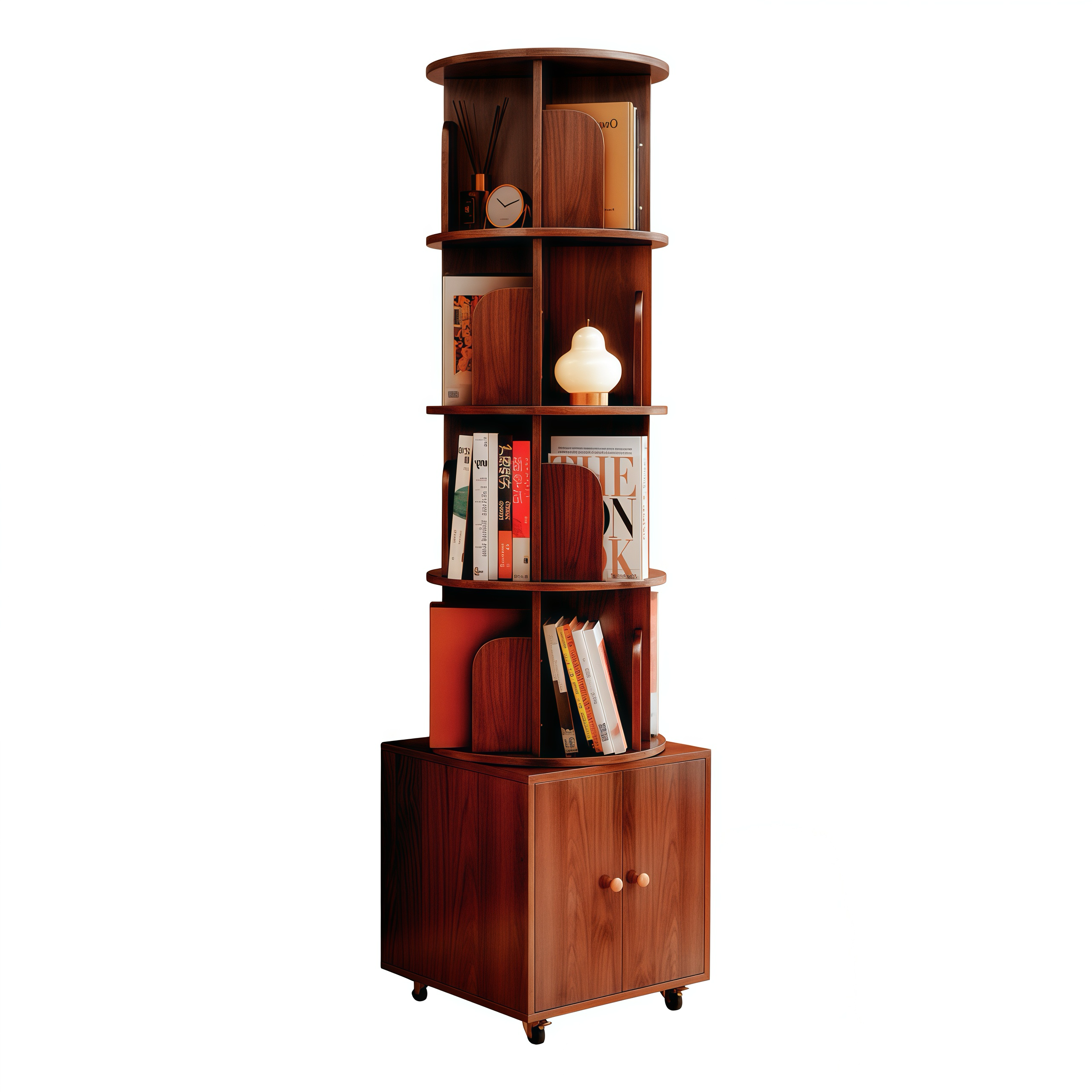 39F Inc. - Wholesale Bookcase - Rotating Wooden Bookcase with Storage Drawer,Swivel Design30