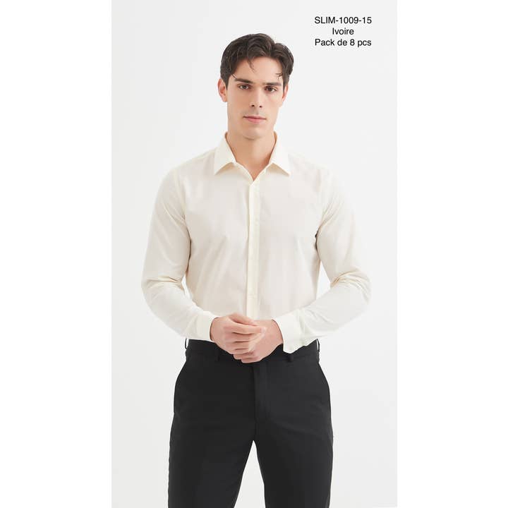 Chemise ivoire slim fit (Copie) pour la vente par Yves Enzo