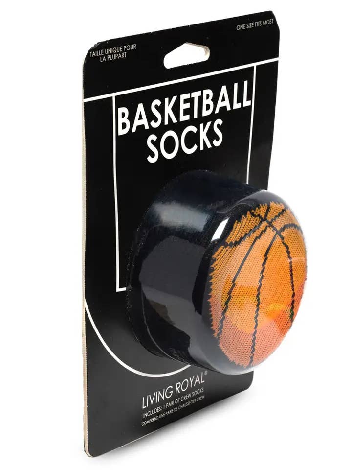 Living Royal - Wholesale Socks - Unisex - 3D Packaged Crew Socks - Basketball - Black