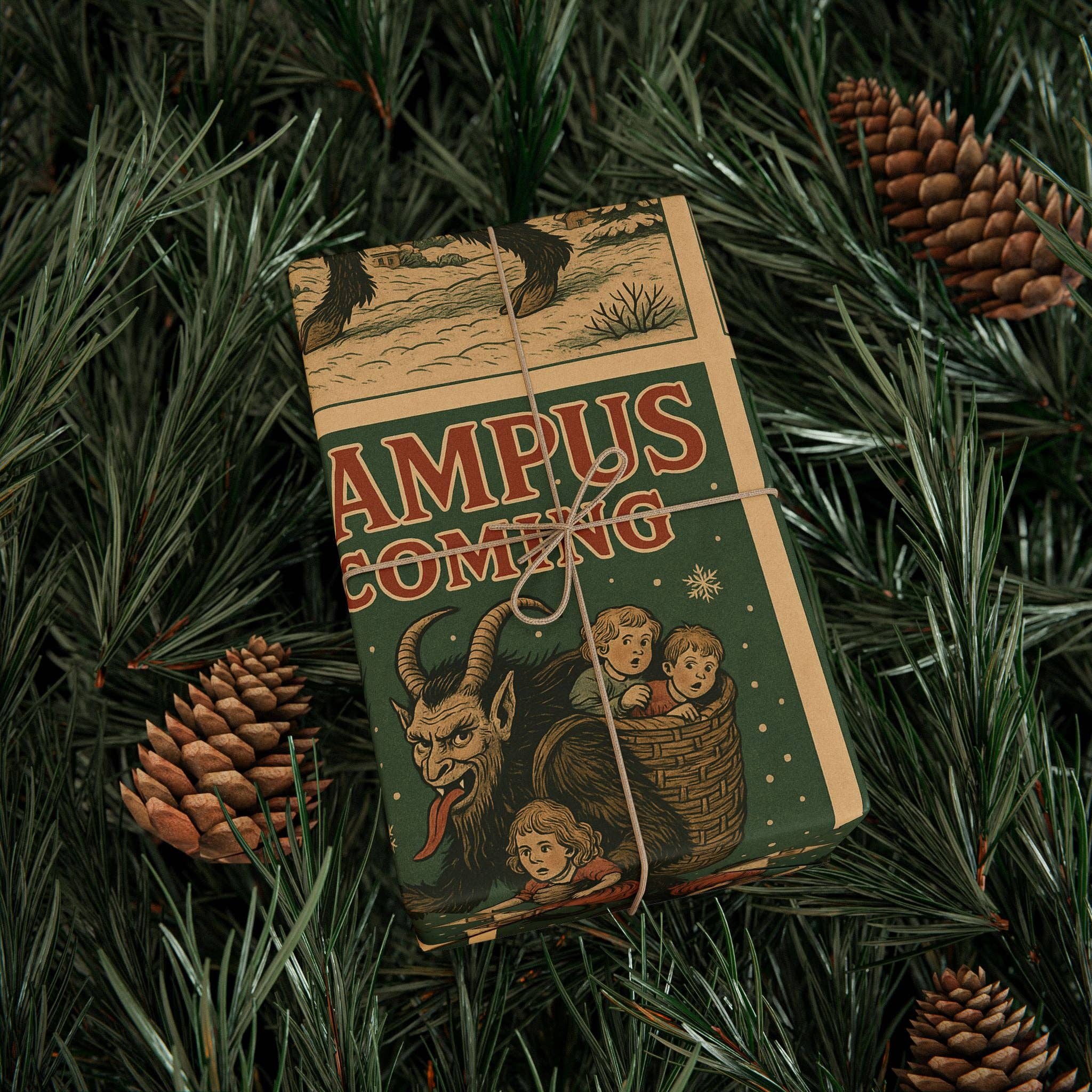 Goth Cloth Co. - Wholesale Flat Wrap - Krampus is Coming Gift Wrap4