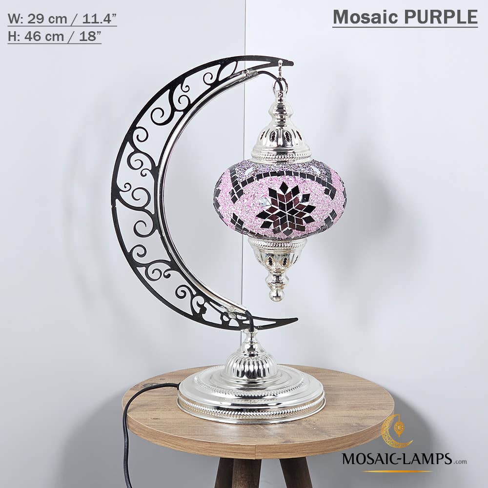 Mosaic Lamps - Vendita all'ingrosso Lampada da scrivania/d'accento - Lampada da scrivania Turkish Moon in argento, luci ad arco marocchine, Murano C48