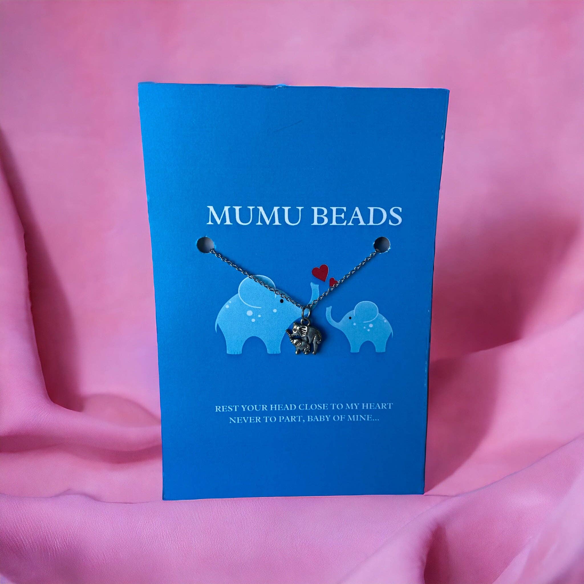 Silver Momma and Baby Elephant Necklace for wholesale on Faire4