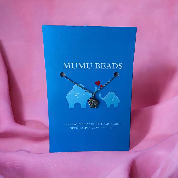 Silver Momma and Baby Elephant Necklace for wholesale on Faire4