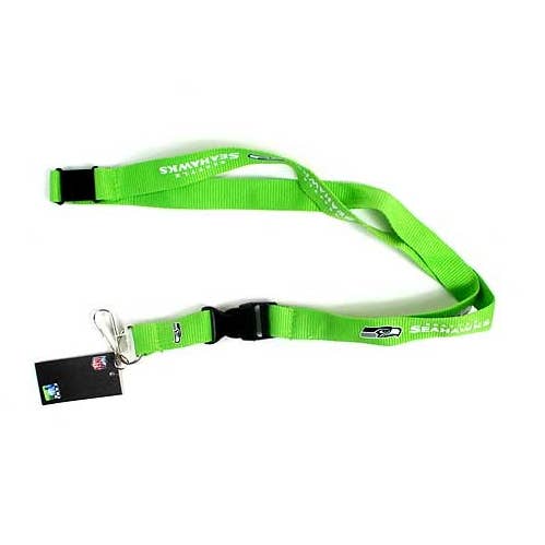 SEATTLE SEAHAWKS LANYARDS - NEON GREEN TEAM COLOR for wholesale by St. Louis Wholesale LLC