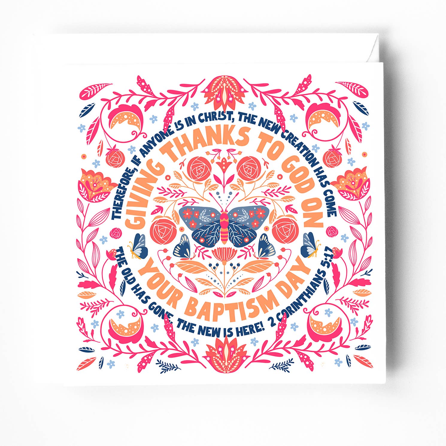 The Christian Poster Company – wholesale Religiöst kort – Baptism greeting card with bible verse. 2 Corithians 5:17.0