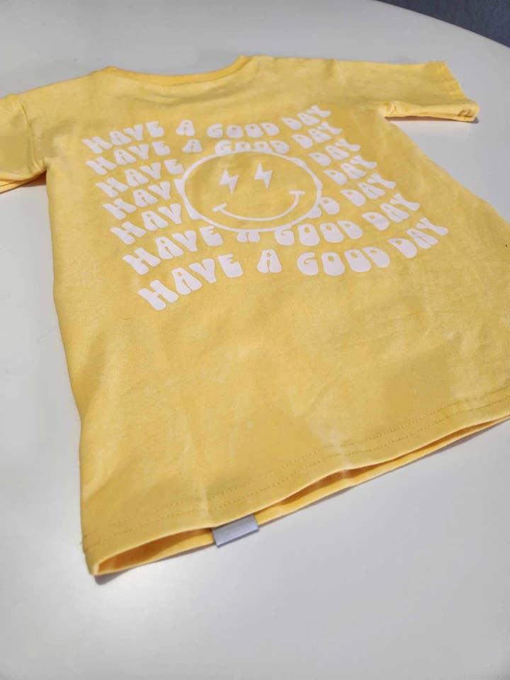 Huds + Hanes - Wholesale Screen-printed t-shirt – Kids - Have a Good Day 😊 Acid Wash Tee3