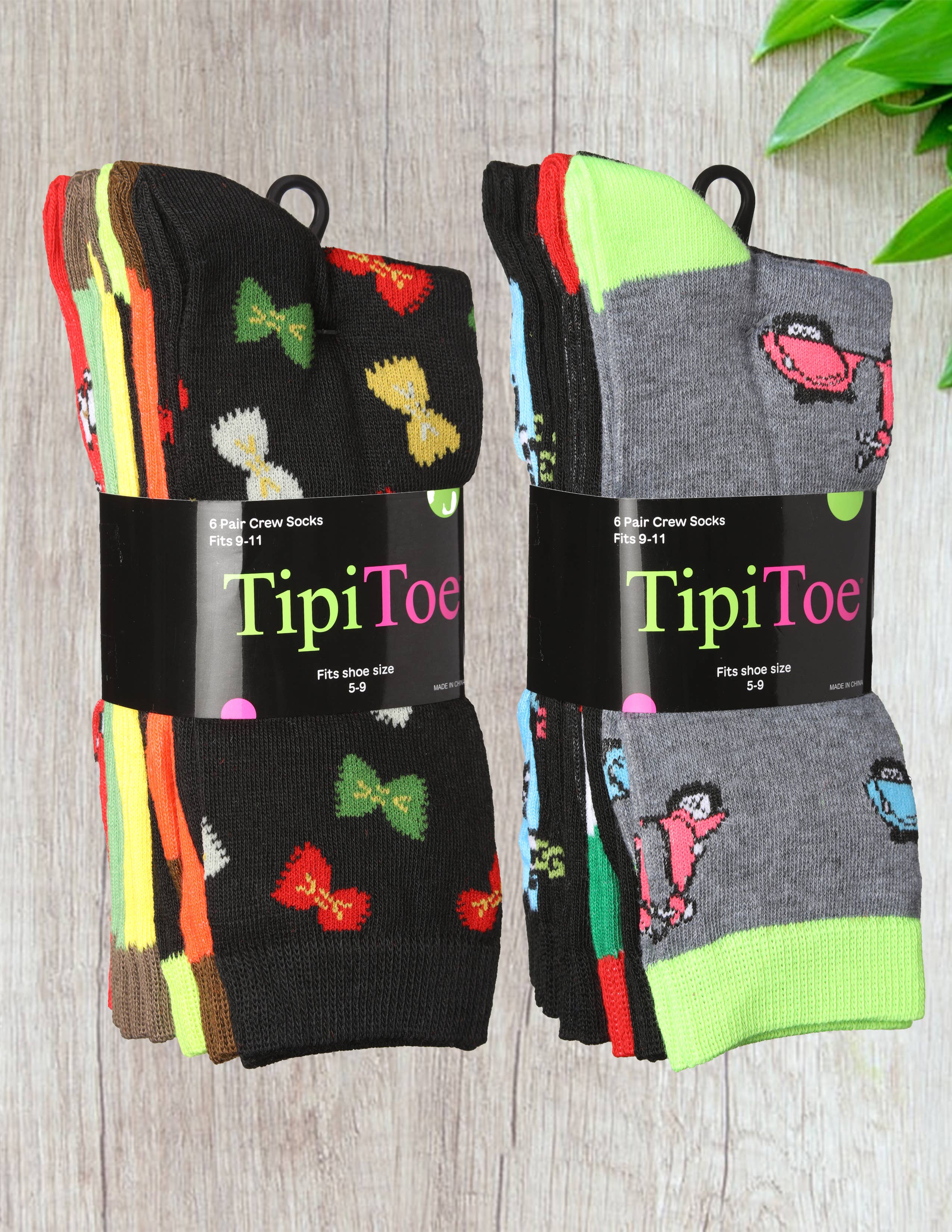 Isadora, Tipi toe, & James Fiallo - Wholesale Socks - Women's - Women Tipi Toe 6 Pack Colorful Funny Novelty Funky Cute Crew3