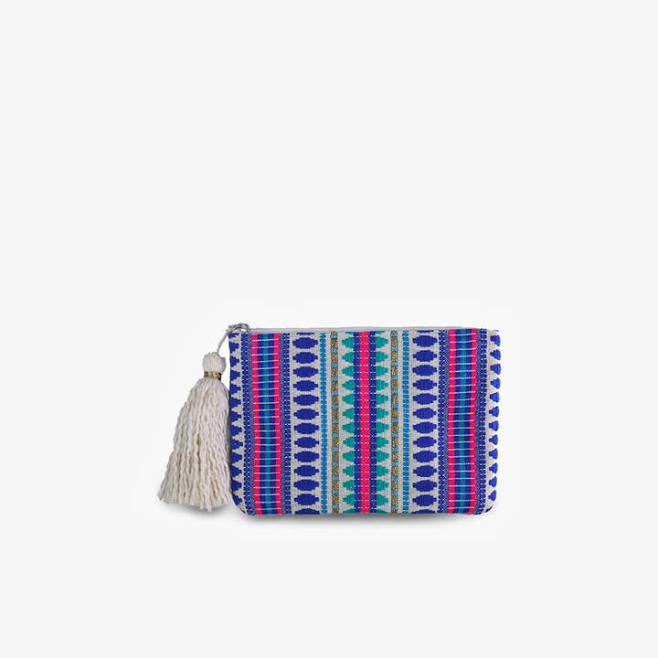 Jen & Co. - Wholesale Pouch - Women's - *SALE* CS2162 Faith Printed Cotton Pouch w/ Fringe